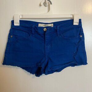 Blue Abercrombie & Fitch Mid Waist Distressed Shorts